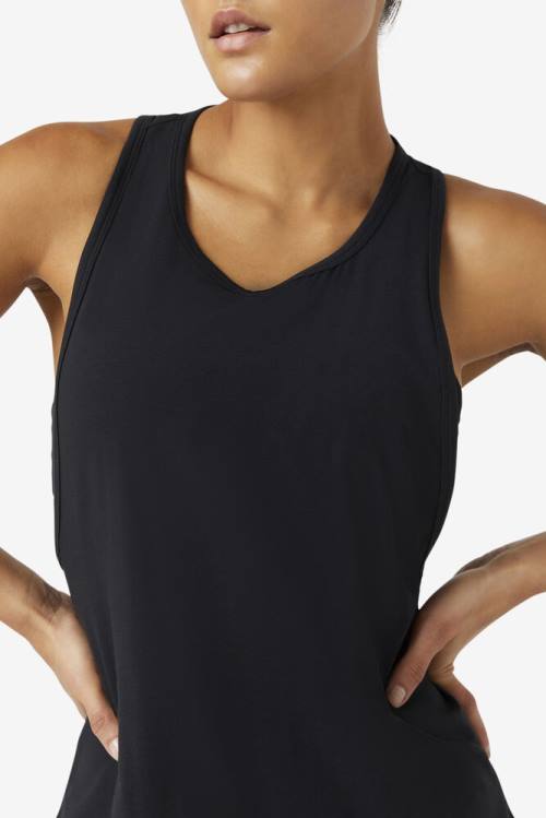 Fila Fi-lux Long Tank Top Majice Ženske Črna | Fila591KW