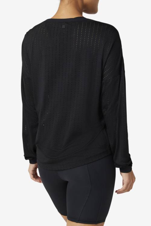 Fila Fi-lux Mesh Long Sleeve Top Majice Ženske Črna | Fila670IE