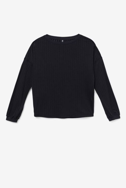 Fila Fi-lux Mesh Long Sleeve Top Majice Ženske Črna | Fila670IE