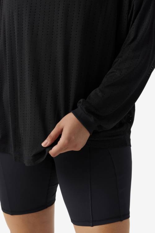 Fila Fi-lux Mesh Long Sleeve Top Majice Ženske Črna | Fila836ZS