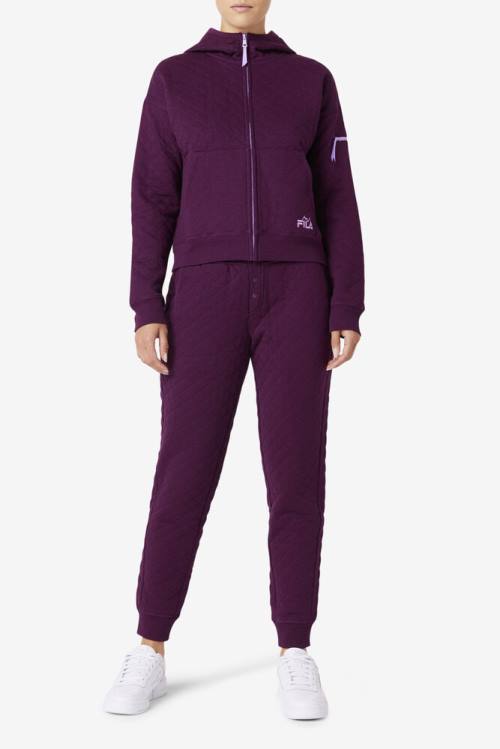 Fila Finley High Rise Quilted Jogger Hlače Ženske Burgundija | Fila708XH