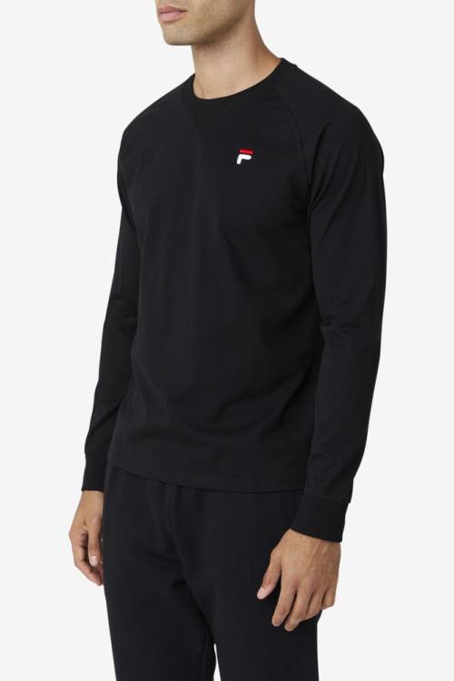 Fila Flynn Long Sleeve Tee Majice Moški Črna | Fila368TR