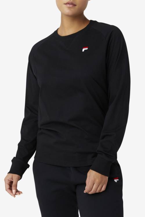 Fila Flynn Long Sleeve Tee Majice Moški Črna | Fila368TR