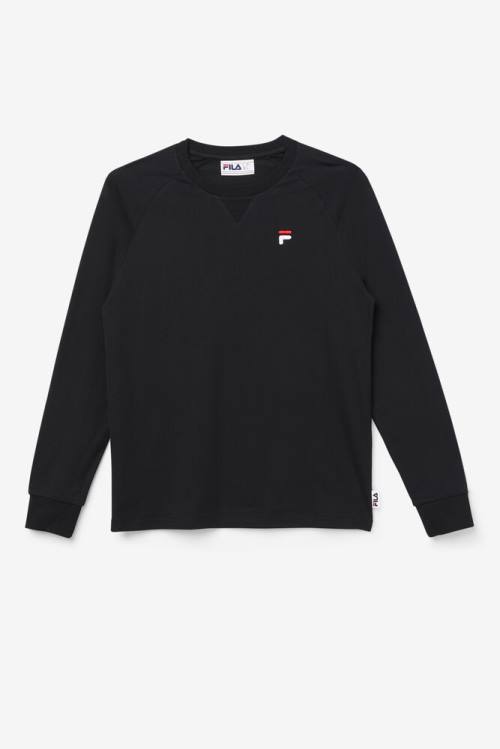 Fila Flynn Long Sleeve Tee Majice Moški Črna | Fila368TR