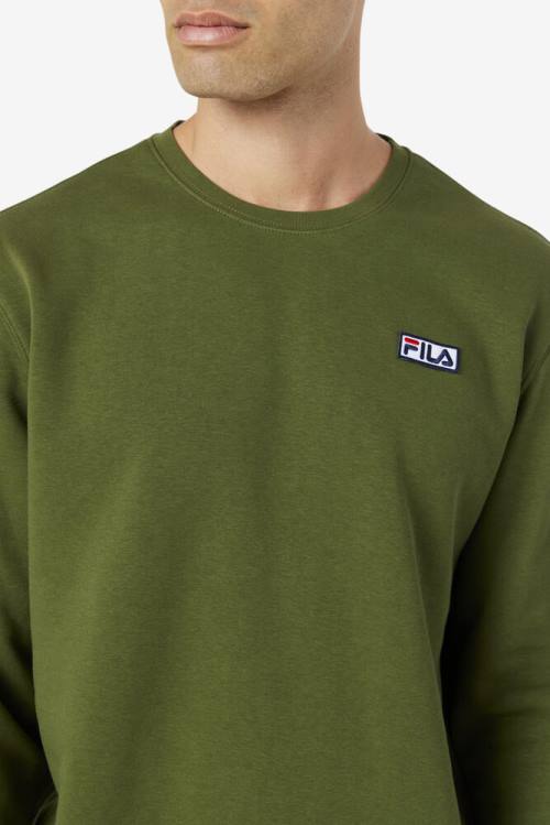 Fila Garran Crew Pulover Moški Olivno Zelene | Fila420WO