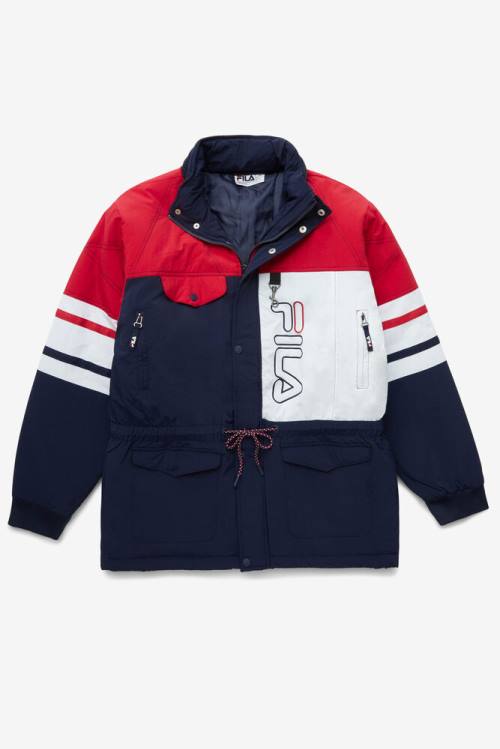 Fila Golia Parka Jakne Moški Mornarica / Rdeča / Bela | Fila401TL