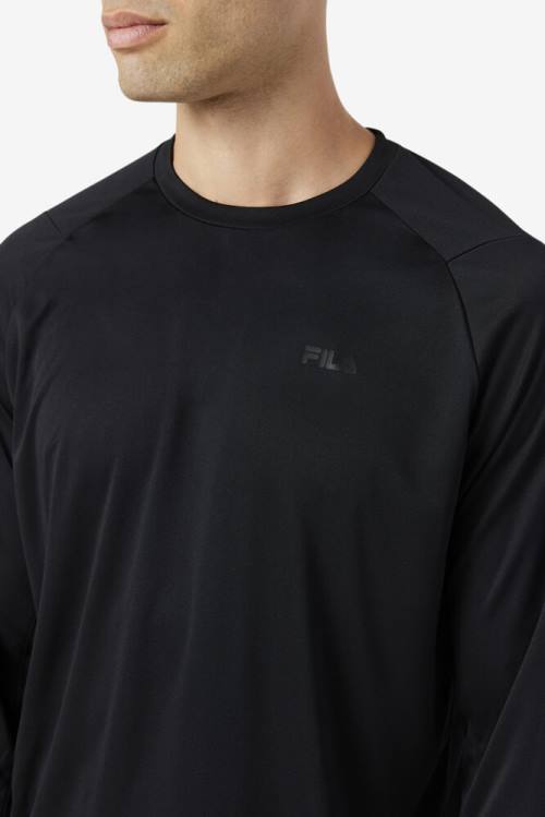 Fila Jazam Long Sleeve Crew Majice Moški Črna | Fila769NQ