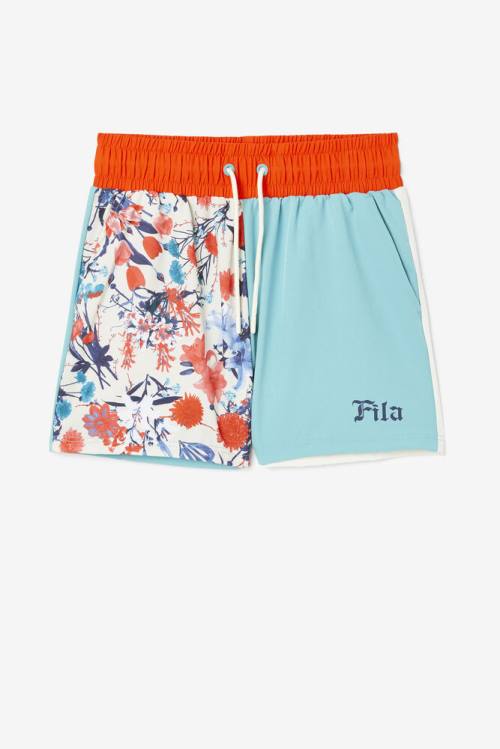 Fila Jessica Camp Kratke Hlače Ženske Modra / Bela / Oranžna | Fila409UE