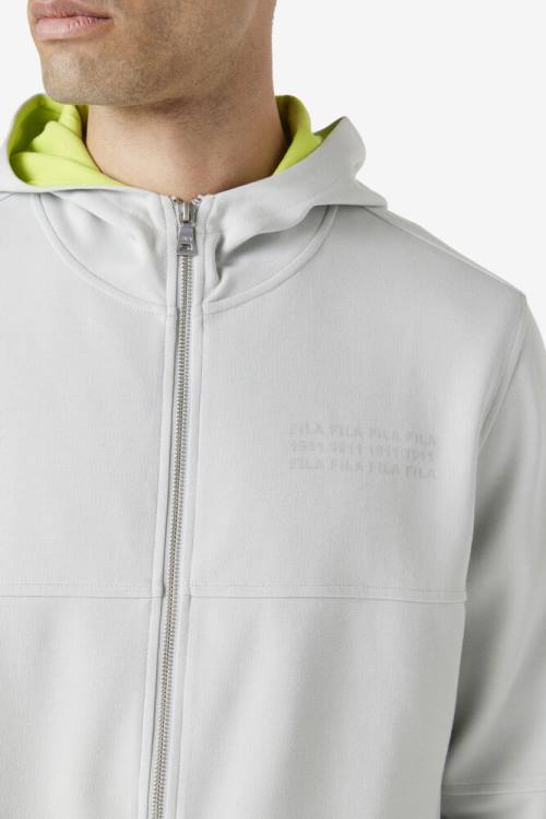 Fila Kayra Full Zip Pulover s kapuco Moški Siva / Svetloba Zelena | Fila051FD