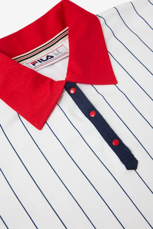 Fila Lacy Premium Polo Majica Ženske Bela / Rdeča / Mornarica | Fila863SR