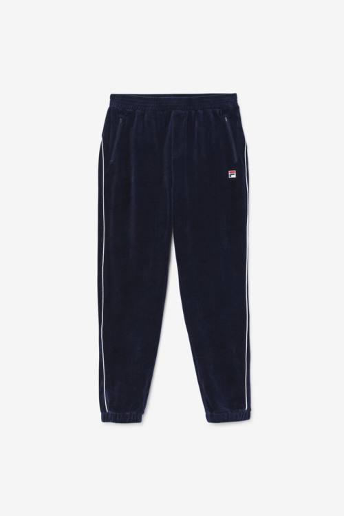 Fila Lewis Velour Hlače Moški Mornarica / Bela | Fila037ZN