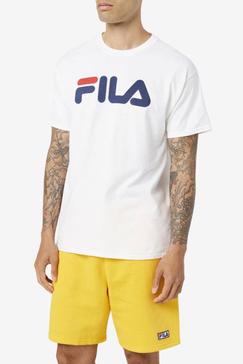 Fila Logo Tee Majice Moški Bela / Mornarica / Rdeča | Fila490BZ