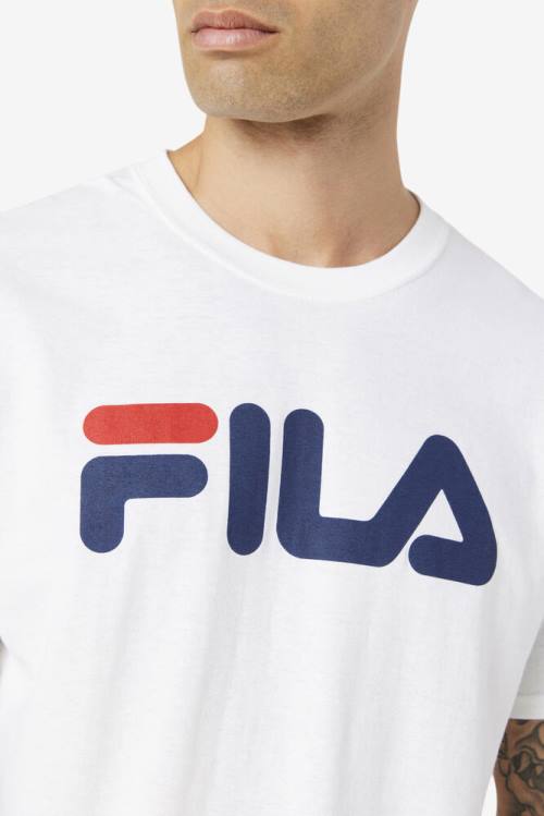 Fila Logo Tee Majice Moški Bela / Mornarica / Rdeča | Fila490BZ