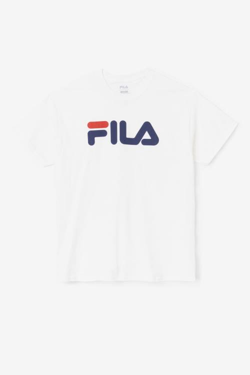 Fila Logo Tee Majice Moški Bela / Mornarica / Rdeča | Fila490BZ