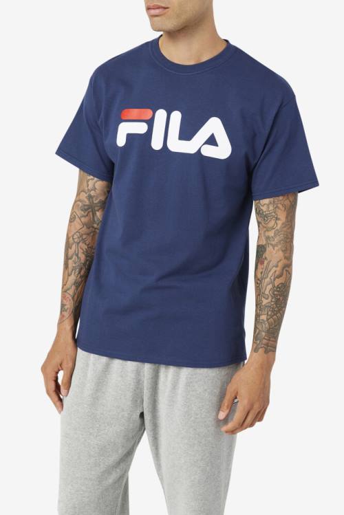 Fila Logo Tee Majice Moški Mornarica / Bela / Rdeča | Fila409HP