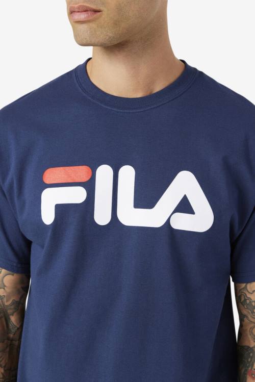 Fila Logo Tee Majice Moški Mornarica / Bela / Rdeča | Fila409HP