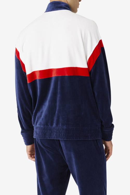 Fila Mansur Velour Jakne Moški Mornarica / Bela / Rdeča | Fila103BV