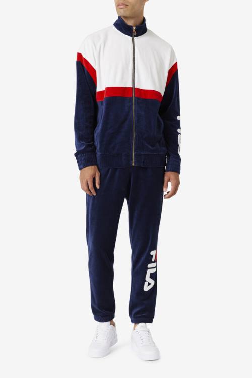 Fila Mansur Velour Jakne Moški Mornarica / Bela / Rdeča | Fila103BV