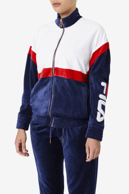 Fila Mansur Velour Jakne Moški Mornarica / Bela / Rdeča | Fila103BV