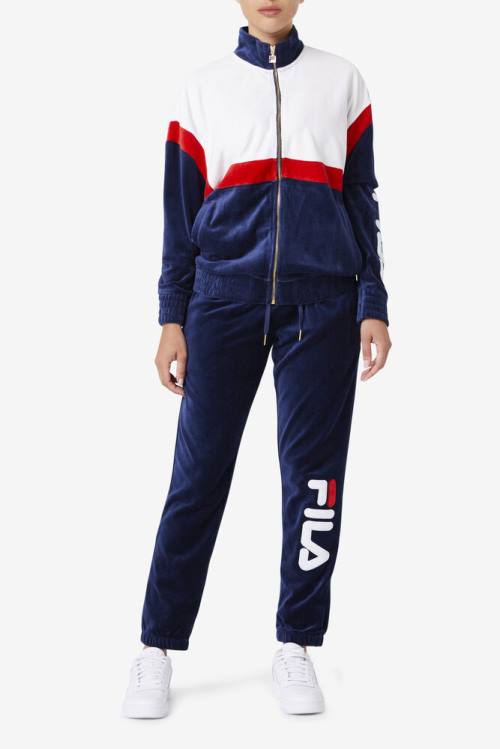 Fila Mansur Velour Jakne Moški Mornarica / Bela / Rdeča | Fila103BV