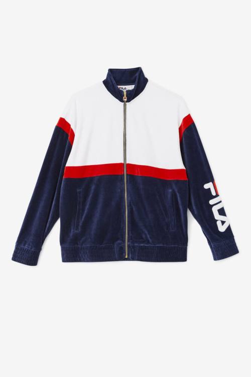 Fila Mansur Velour Jakne Moški Mornarica / Bela / Rdeča | Fila103BV