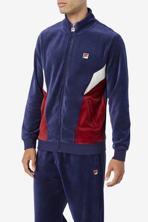 Fila Marten Velour Jakne Moški Mornarica / Bela | Fila193AB