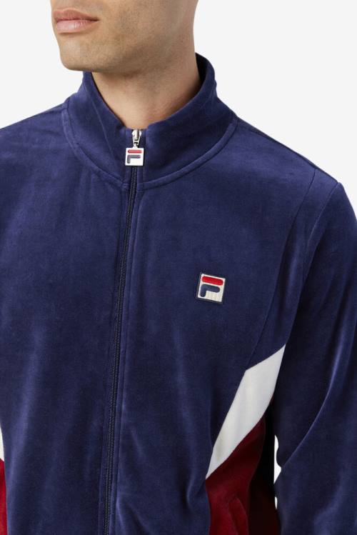 Fila Marten Velour Jakne Moški Mornarica / Bela | Fila193AB