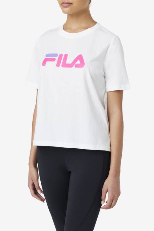 Fila Miss Eagle Tee Majice Ženske Bela / Roza / Vijolična | Fila056KT