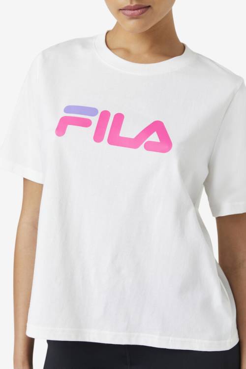 Fila Miss Eagle Tee Majice Ženske Bela / Roza / Vijolična | Fila056KT