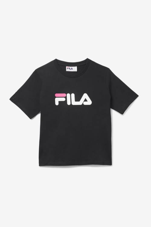 Fila Miss Eagle Tee Majice Ženske Črna / Bela / Roza | Fila672ER