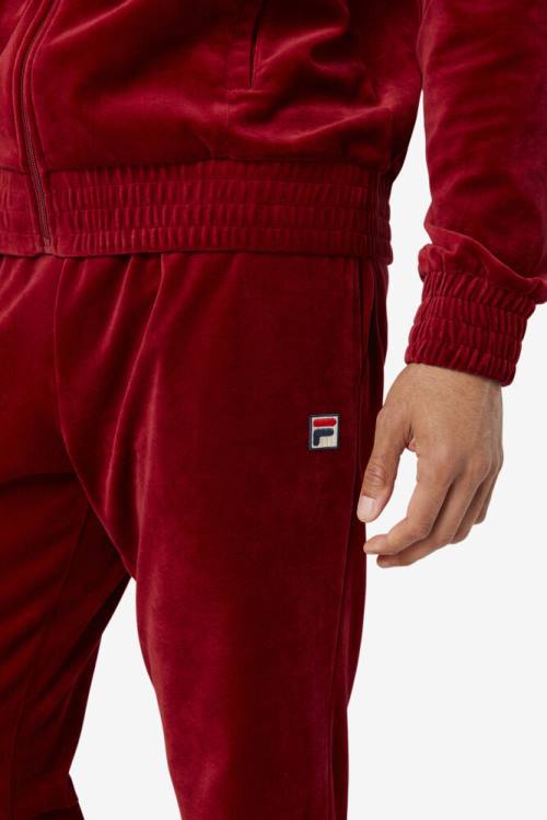 Fila O-fit Velour Hlače Moški Rdeča | Fila749ZG