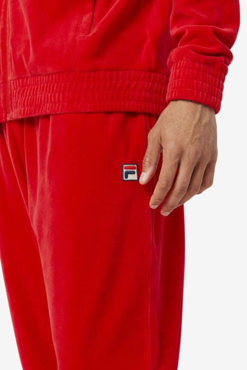 Fila O-fit Velour Hlače Moški Rdeča | Fila835NA