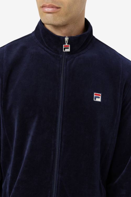 Fila O-fit Velour Jakne Moški Mornarica | Fila573WF