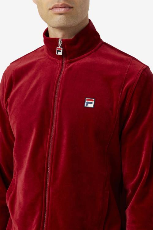 Fila O-fit Velour Jakne Moški Rdeča | Fila076TJ