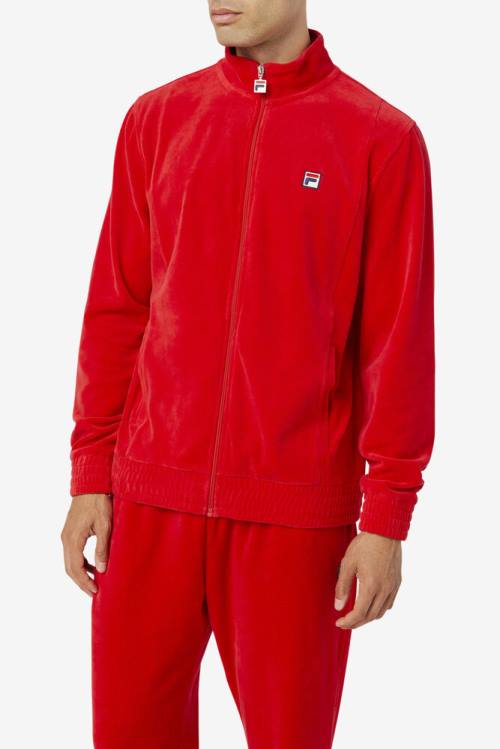 Fila O-fit Velour Jakne Moški Rdeča | Fila680UF