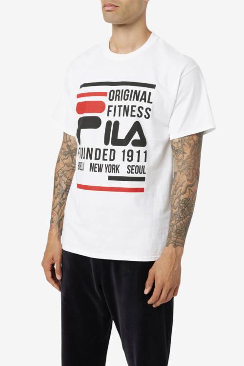 Fila Original Fitness Tee Majice Moški Bela / Črna / Rdeča | Fila301DU