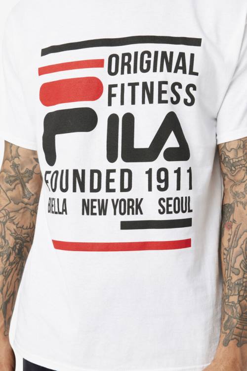 Fila Original Fitness Tee Majice Moški Bela / Črna / Rdeča | Fila301DU