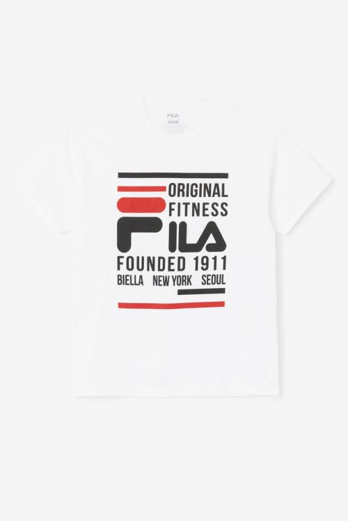 Fila Original Fitness Tee Majice Moški Bela / Črna / Rdeča | Fila301DU