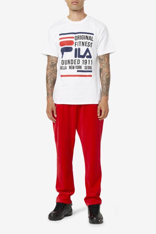 Fila Original Fitness Tee Majice Moški Bela / Mornarica / Rdeča | Fila721KN