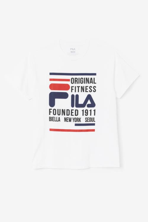 Fila Original Fitness Tee Majice Moški Bela / Mornarica / Rdeča | Fila721KN