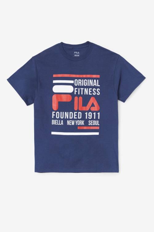 Fila Original Fitness Tee Majice Moški Mornarica / Rdeča / Bela | Fila130JH