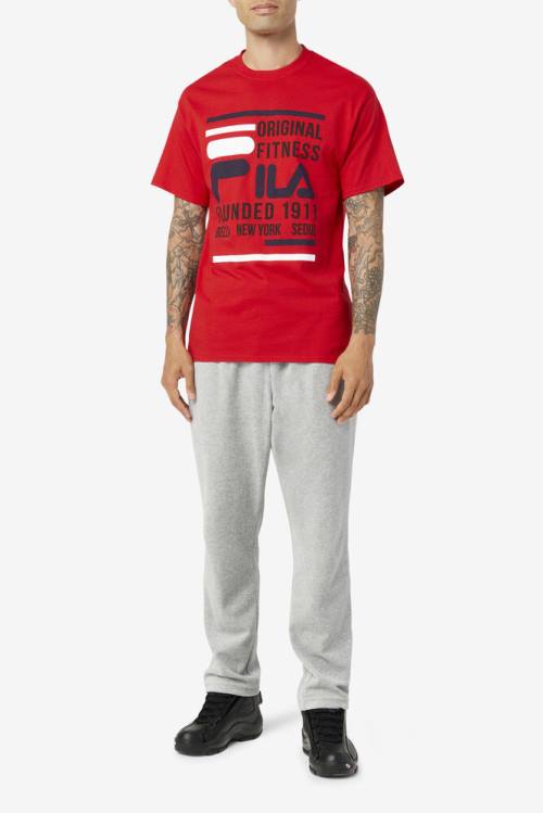 Fila Original Fitness Tee Majice Moški Rdeča / Mornarica / Bela | Fila427ZW