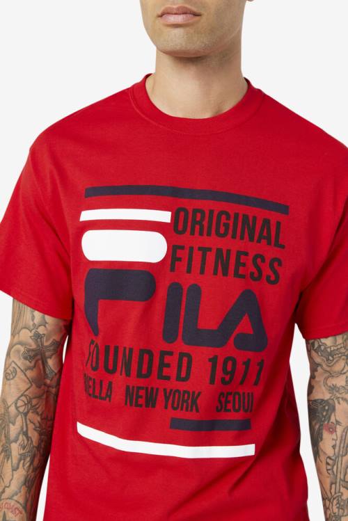 Fila Original Fitness Tee Majice Moški Rdeča / Mornarica / Bela | Fila427ZW