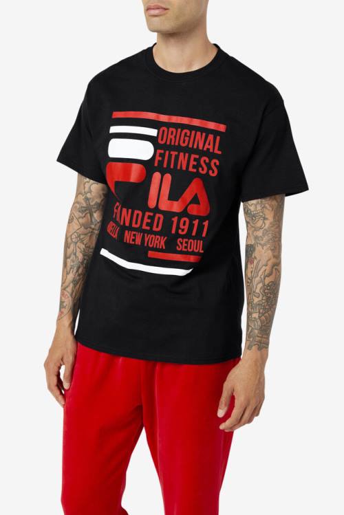 Fila Original Fitness Tee Majice Moški Črna / Rdeča / Bela | Fila810CX