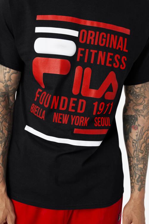 Fila Original Fitness Tee Majice Moški Črna / Rdeča / Bela | Fila810CX