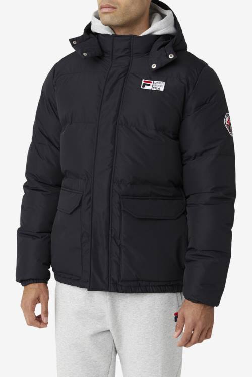 Fila Otler Puffer Jakne Moški Črna | Fila764NZ