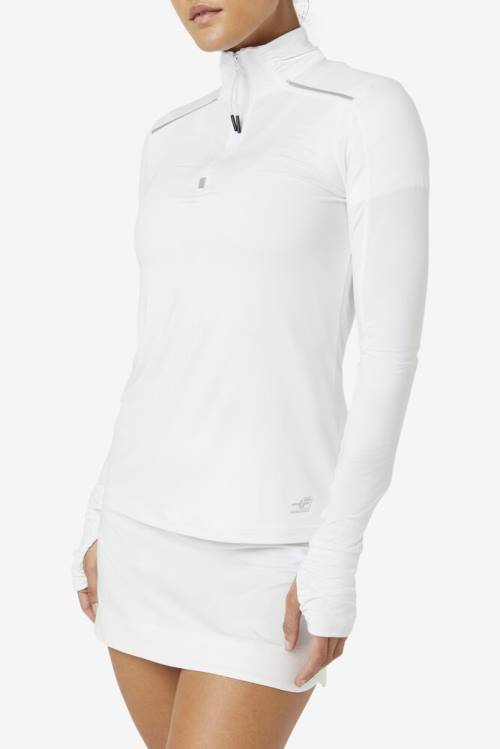 Fila Pickleball 1/4 Zip Long Sleeve Majice Ženske Bela | Fila514ZA