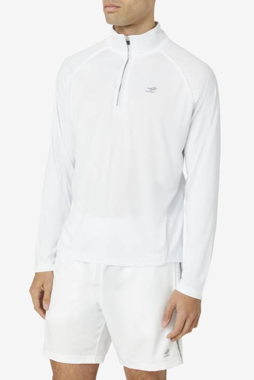 Fila Pickleball 1/4 Zip Polo Majica Moški Bela | Fila053PW