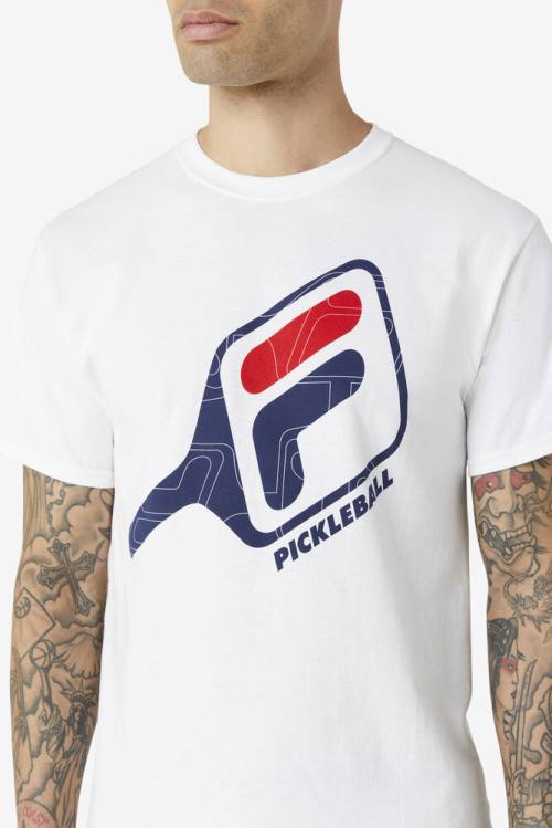 Fila Pickleball Paddle Tee Majice Moški Bela | Fila752UN