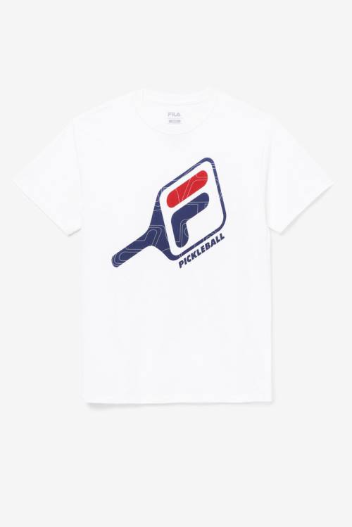 Fila Pickleball Paddle Tee Majice Moški Bela | Fila752UN